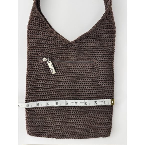 The Sak Brown Crochet Crossbody Hobo Bag Knit Shoulder Purse Boho Y2K Coastal - Picture 5 of 8
